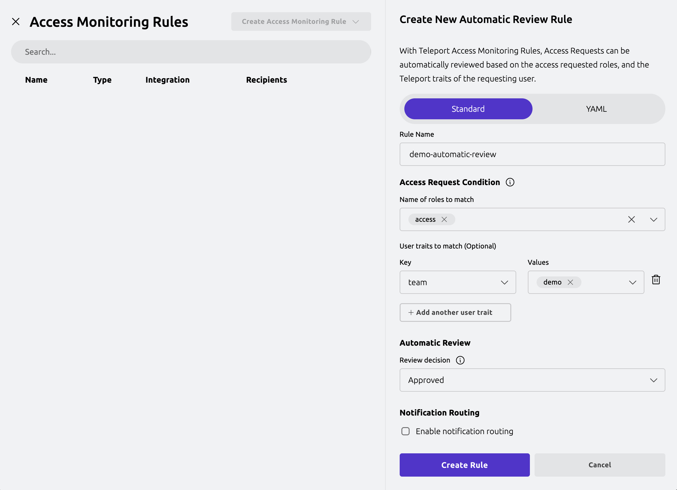 Create Automatic Review Rule Editor